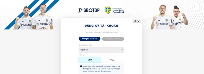 Hướng dẫn đăng ký tài khoản SBOTOP trên nền tảng website trực tuyến